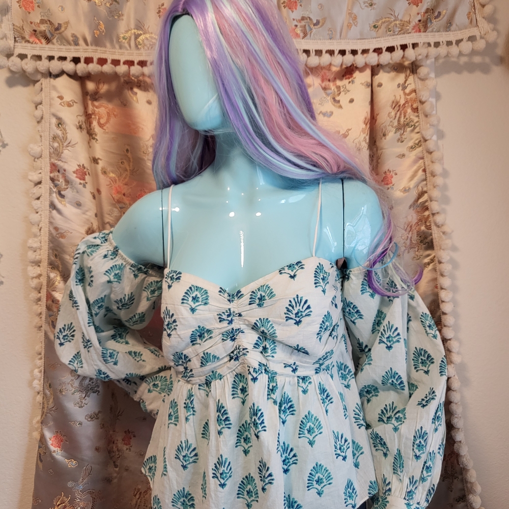 Free People Cold Shoulder Peplum Blouse